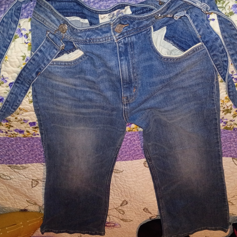 We The Free Retro Bibs Overalls Jeans 26 Free People Flare Distressed Boho